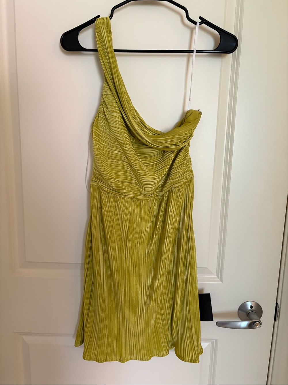 Lulu's One-Shoulder Pleated Lime Green Dress